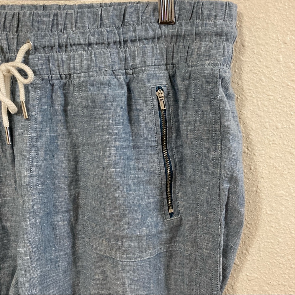 Athleta Carbón Linen Jogger Blue Drawstring Pants size 12 - Picture 6 of 13